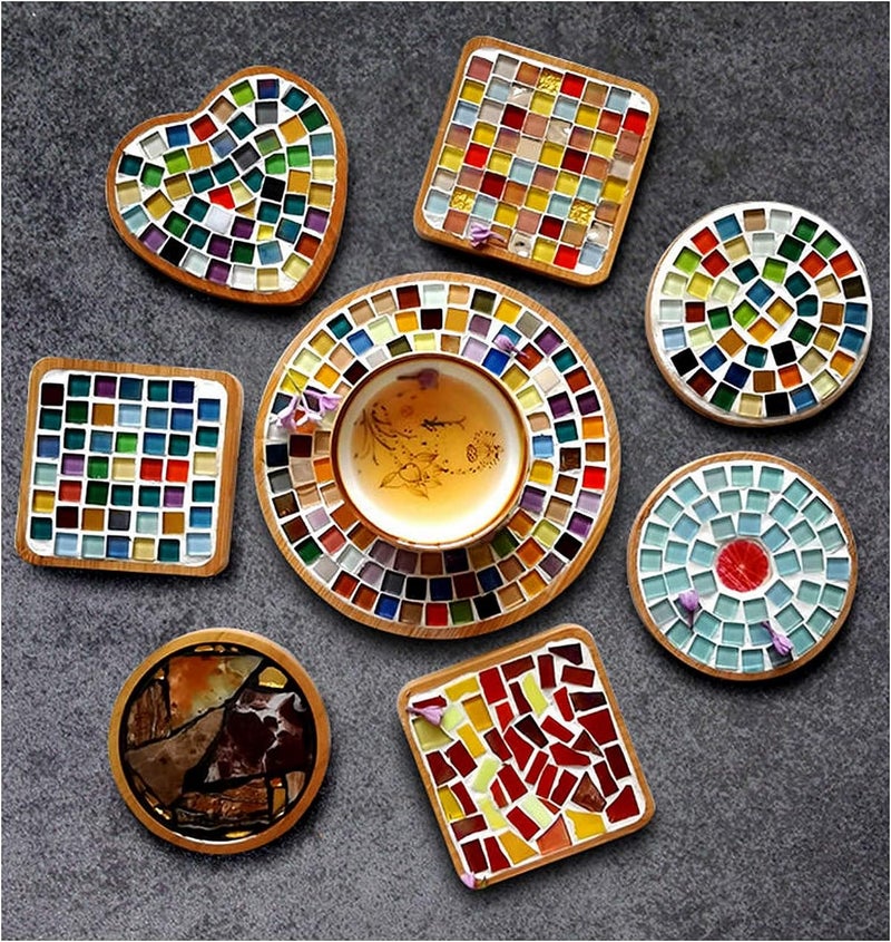 FAIRUO 100 Pieces Bulk Mosaic Tiles Assorted Color Opaque Mosaic Glass Crafts Supplies for DIY Picture Coaster Home Mosaic Decoration(1x1cm,Green Series) - Image 4
