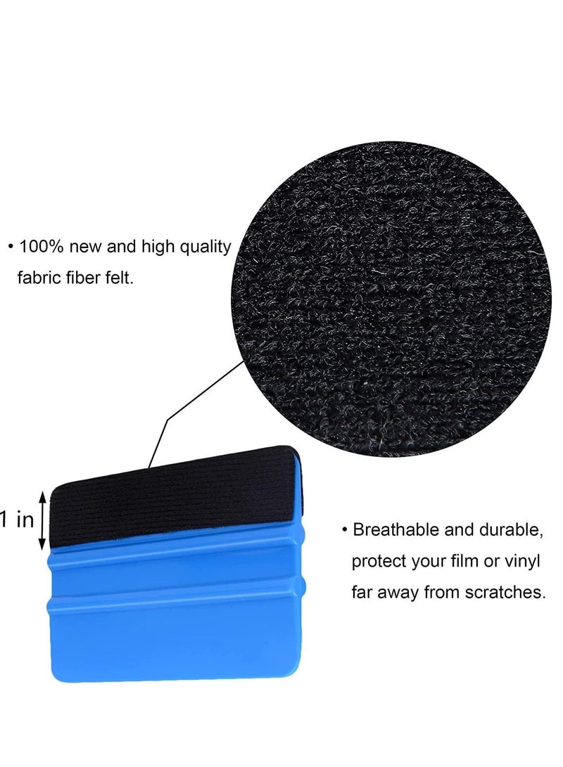 Y&D Felt Squeegee Tool Vinyl Graphic Decal Wrapping Car Film Wrap Scrape Wallpaper Installing Window Tint Craft Scraper with Black Fabric Edge, Blue 2Pc  - Image 3