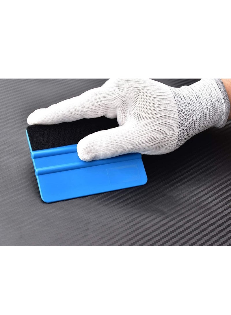 Y&D Felt Squeegee Tool Vinyl Graphic Decal Wrapping Car Film Wrap Scrape Wallpaper Installing Window Tint Craft Scraper with Black Fabric Edge, Blue 2Pc  - Image 2