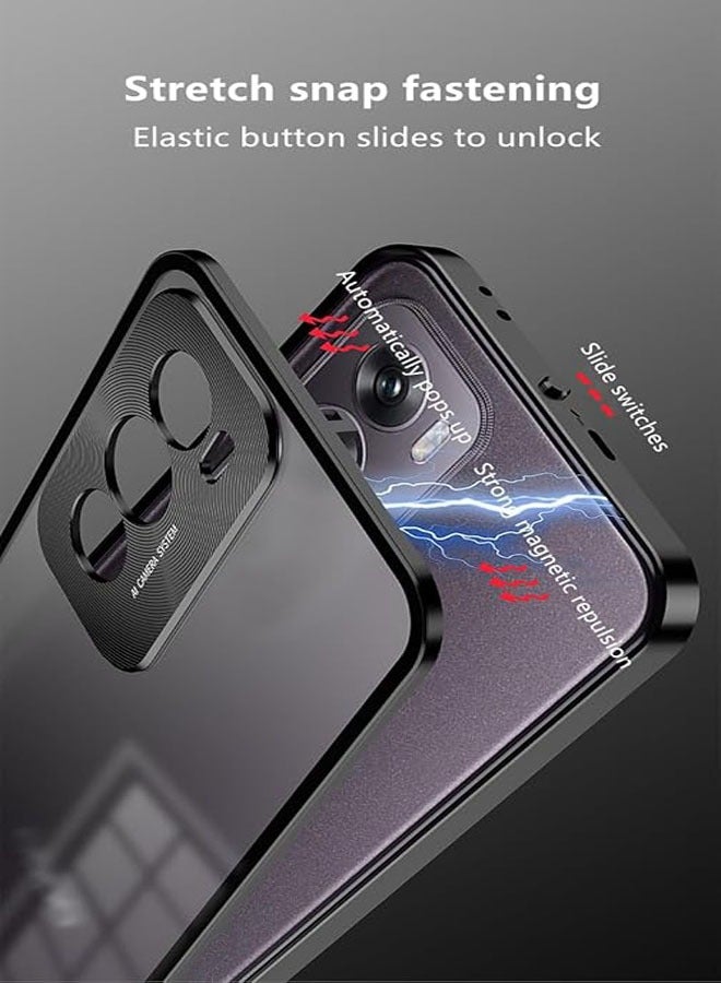 General Compatible with OPPO Reno 12 Pro case, magnetic metal frame + matte translucent tempered glass back, non-slip and shockproof case with camera protector  - Image 2