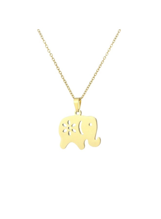 Goolsky Minimalist Hollow Out Stainless Steel Elephant Jewelry Set – 3PCS Necklace & Earrings Cute Animal-Inspired Gift for Women’s Daily Wear - Image 3