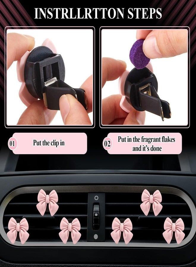 Datanly 15 Pcs Pink Car Accessories Set for Women Bow Car Accessories Set Pink Leather Steering Wheel Cover Universal Fit 15 Inch Seat Belt Cover Bow Hook Pink Bow Car Coaster Bow Air Vent Clip - Image 4