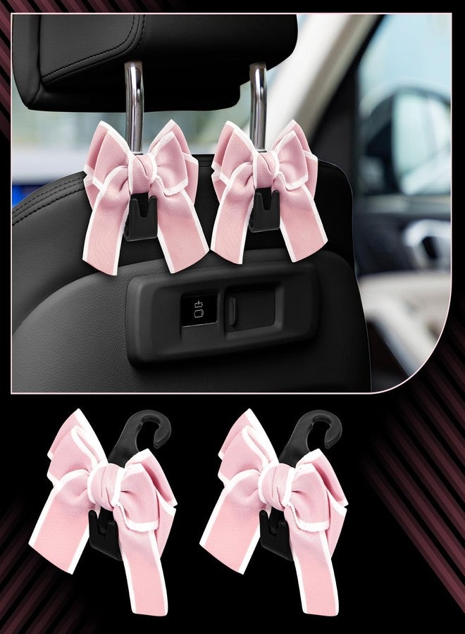 Datanly 15 Pcs Pink Car Accessories Set for Women Bow Car Accessories Set Pink Leather Steering Wheel Cover Universal Fit 15 Inch Seat Belt Cover Bow Hook Pink Bow Car Coaster Bow Air Vent Clip - Image 5