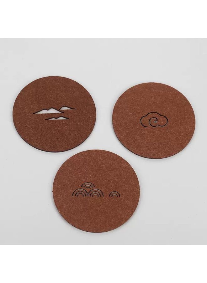 Generic Cross-border Creative Hollow Felt Tea Cup Mat Heat Insulation Anti-slip Mat Household Cup Holder Pot Mat Coaster Tea Mat Absorbent Quick-drying-Color:Dark Gray Clouds-Specifications:9cm-thickness 3mm  - Image 2