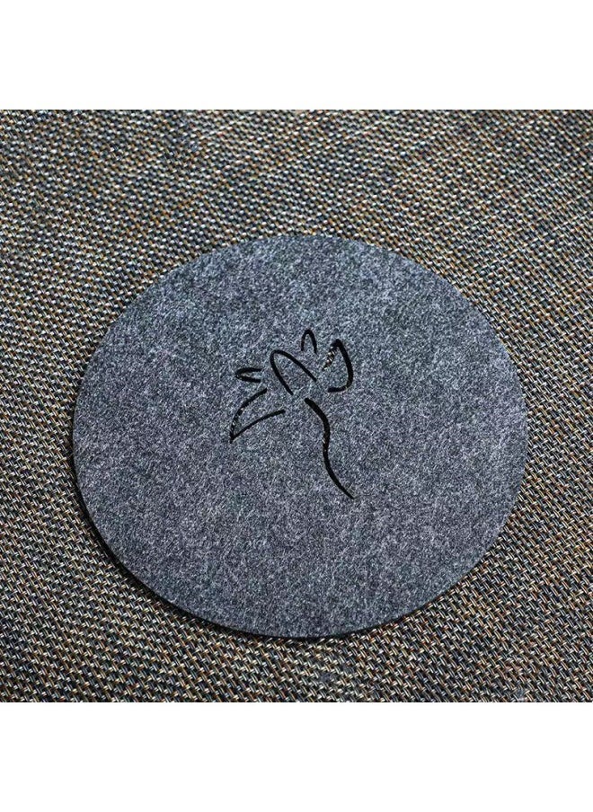Generic Cross-border Creative Hollow Felt Tea Cup Mat Heat Insulation Anti-slip Mat Household Cup Holder Pot Mat Coaster Tea Mat Absorbent Quick-drying-Color:Dark Gray Clouds-Specifications:9cm-thickness 3mm  - Image 4