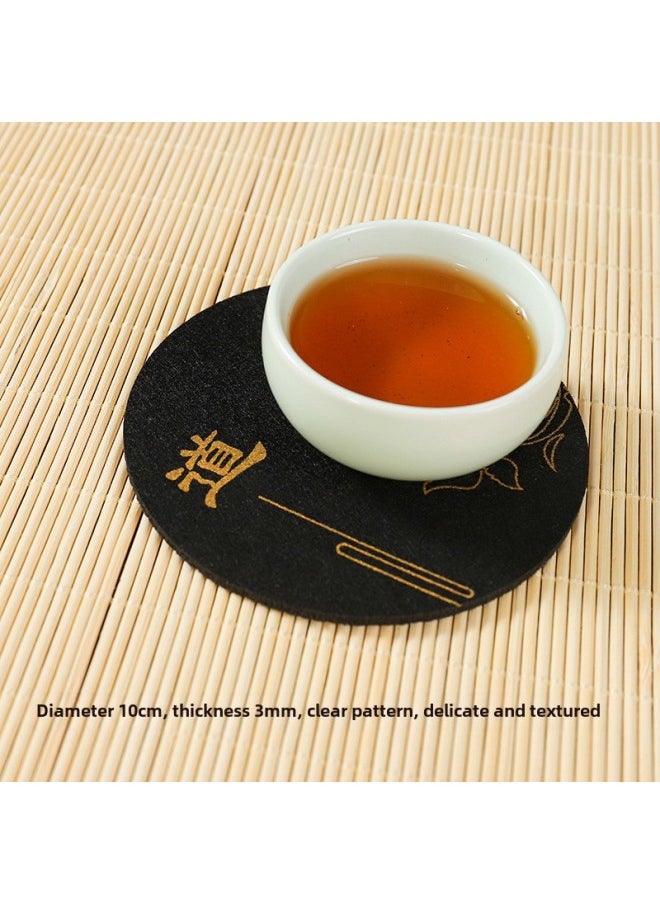 Generic Cross-border Creative Hollow Felt Tea Cup Mat Heat Insulation Anti-slip Mat Household Cup Holder Pot Mat Coaster Tea Mat Absorbent Quick-drying-Color:Dark Gray Clouds-Specifications:9cm-thickness 3mm  - Image 5