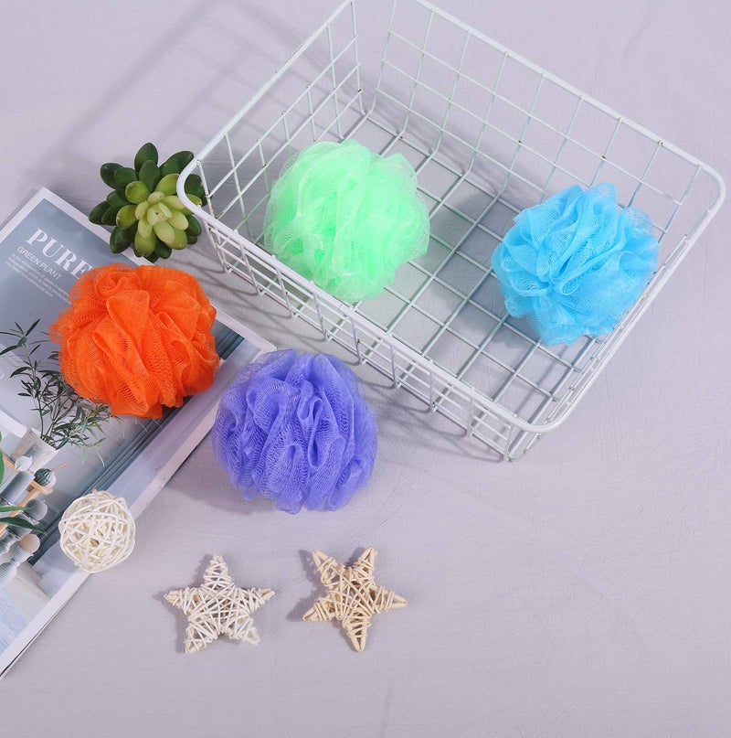 JIEFU Bath Sponges, Small Size Colorful Shower Sponges Exfoliating Mesh Pouf Bath Ball Body Scrubber for Kids Pack of 8 - Image 2