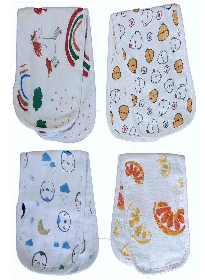 MammaChamp Organic Muslin Burp Cloth/face Towel/Bibs/Towel/Napkins/Hankies/Burpies for Infants Babies/New Born Baby Boy/Girl (18 x 6 inch, Multicolor) (Pack of 4) - Image 1