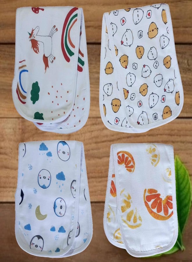 MammaChamp Organic Muslin Burp Cloth/face Towel/Bibs/Towel/Napkins/Hankies/Burpies for Infants Babies/New Born Baby Boy/Girl (18 x 6 inch, Multicolor) (Pack of 4) - Image 2