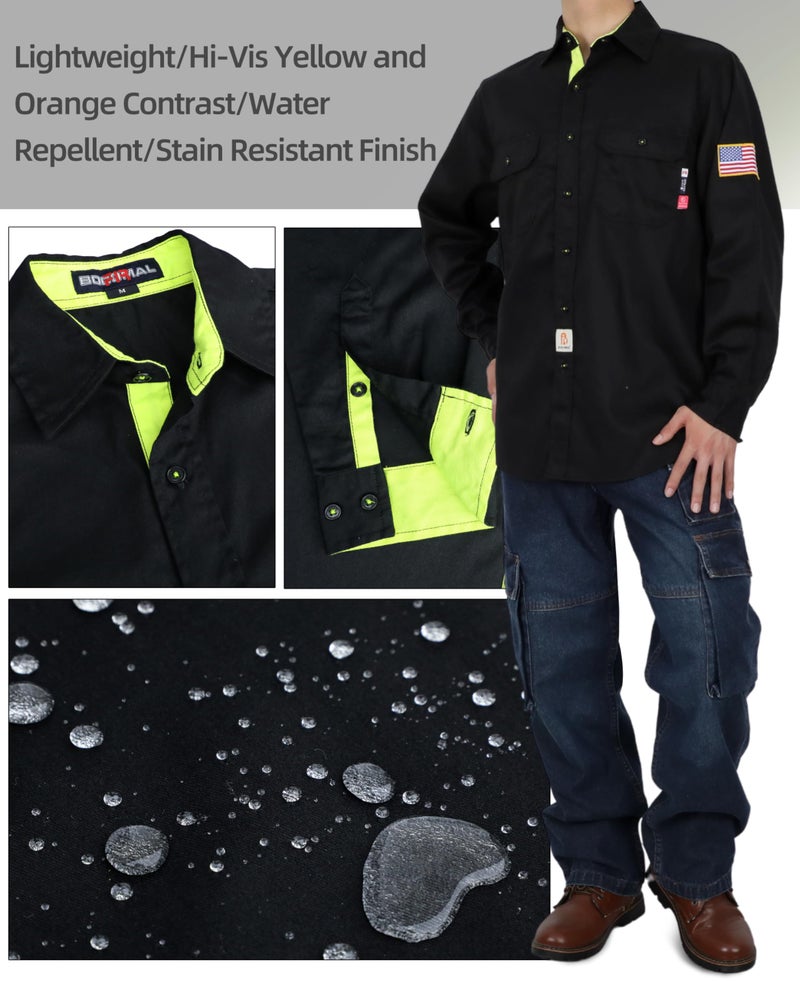 BOCOMAL FR Shirts for Men Flame Resistant Light Weight NFPA2112 Fire Retardant Welding Shirt Water & Oil Repellent Finish - Image 3