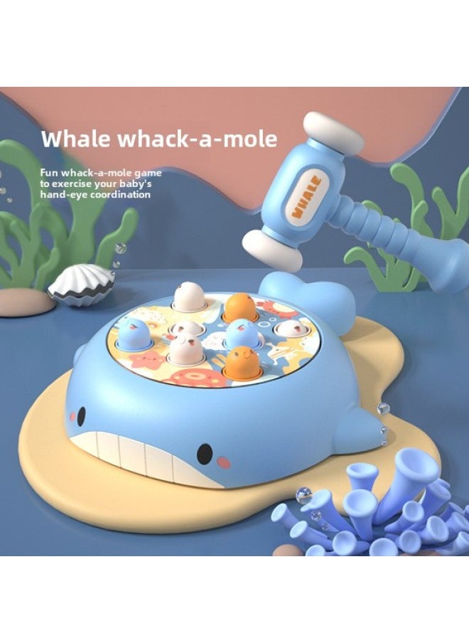 Generic - Children's Puzzle Fun Lights Flashing With Sound Whale Shape Hamster Toy One-button Automatic Rotating Tapping Toy-Color:Pink Whale Whack-a-mole - Image 1