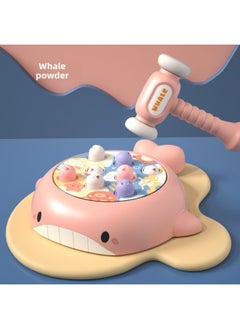 Children's Puzzle Fun Lights Flashing With Sound Whale Shape Hamster Toy One-button Automatic Rotating Tapping Toy-Color:Pink Whale Whack-a-mole