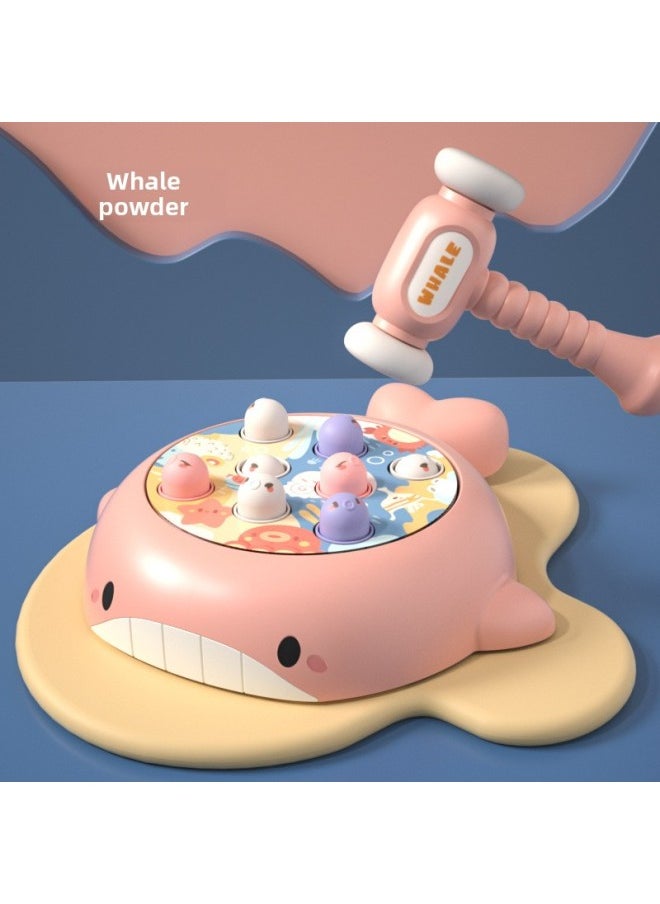 Generic - Children's Puzzle Fun Lights Flashing With Sound Whale Shape Hamster Toy One-button Automatic Rotating Tapping Toy-Color:Pink Whale Whack-a-mole - Image 1