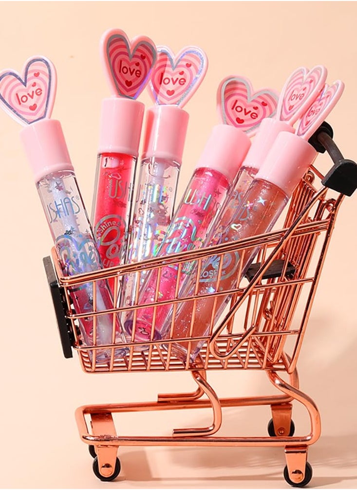 Captaintech 6 Colors Hydrating Glitter Lip Gloss Set, Plumping Oil, Moisturizing Shimmer Glow Long Lasting Liquid Lipstick Crystal Jelly for Girls and Women Plumper Tint Makeup  - Image 4