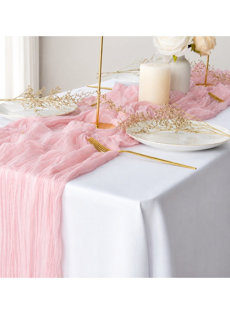 ELASAR Translucent Table Runner Chessian Tablecloth for Wedding Reception Bridal Shower Party Decoration Table Centerpiece 90*300CM Pink - Image 1