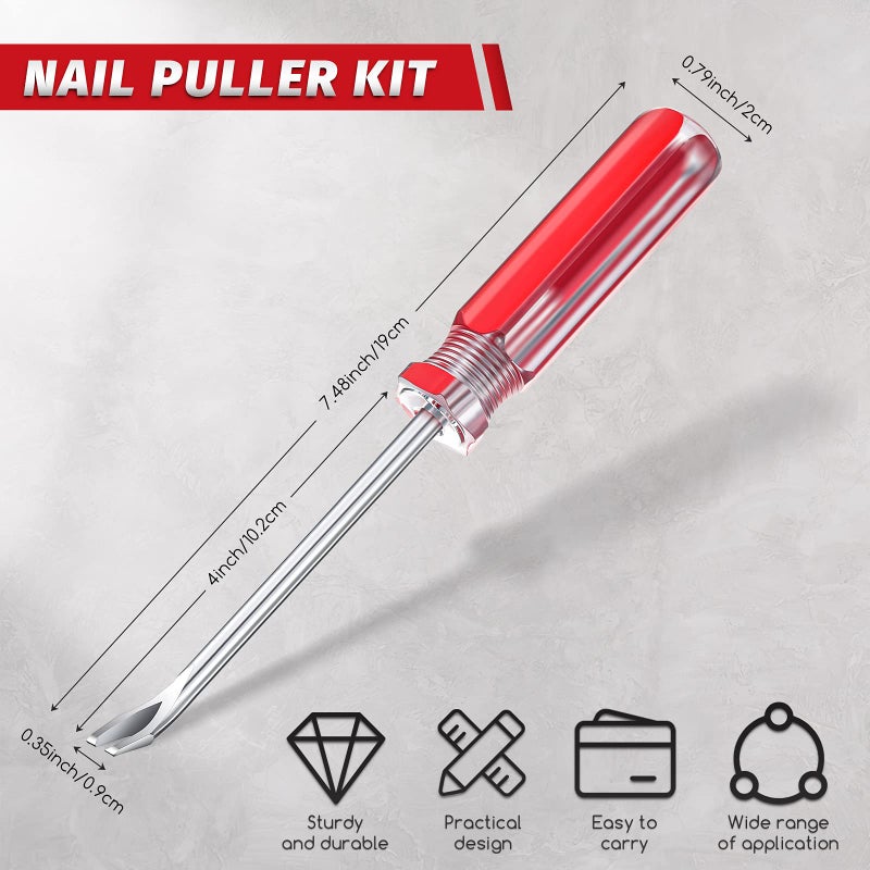 Honoson Honoson Nail Puller Kit 3 mm U Tip Tack Lifter Rivet Lifter Nail Staple Rivet Tack Screwdriver Puller Staple Remover Screwdriver Tool, Red  - Image 2