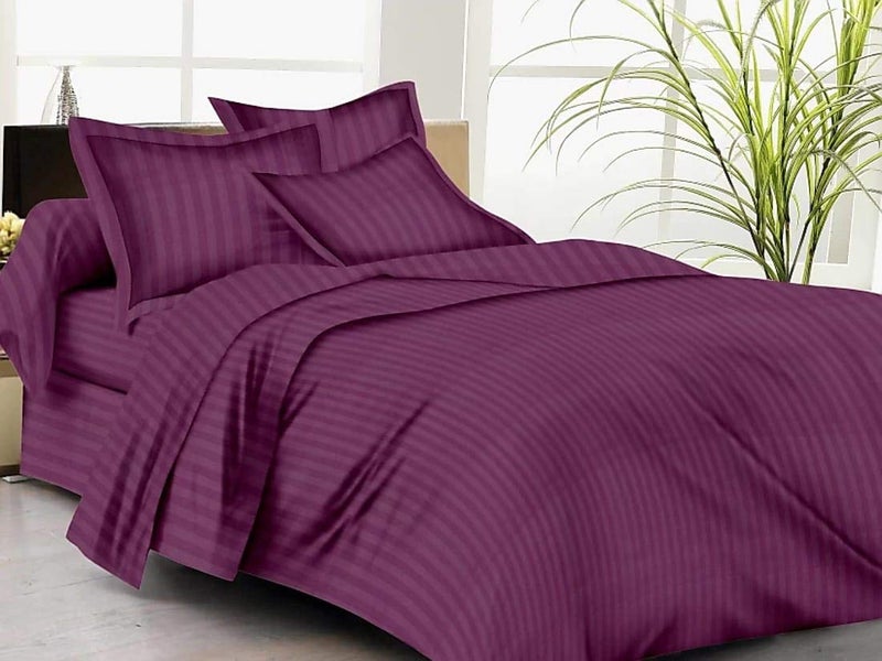 MORADO® Linen 100% Cotton 210 TC King Bed Size Bedsheet with 2 Pillow Covers (100x108 inch, Purple) - Image 1