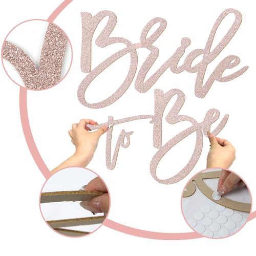 MASTRON Bride to Be Sign - Glitter Felt Letters Bridal Shower Sign for Backdrop Bride to Be Letters for Balloon Arch Photo Props Bachelorette Engagement Wedding - Rose Gold - Image 3
