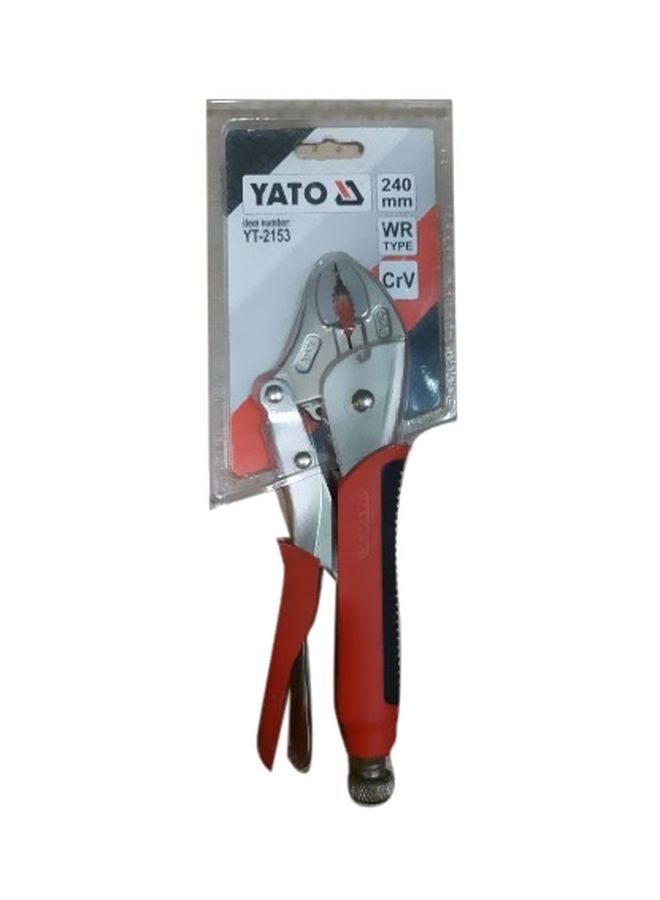 NIBEMINENT Curved Jaw Locking Pliers Wr Type 240mm YT-2153 Red/Silver/Black - Image 2