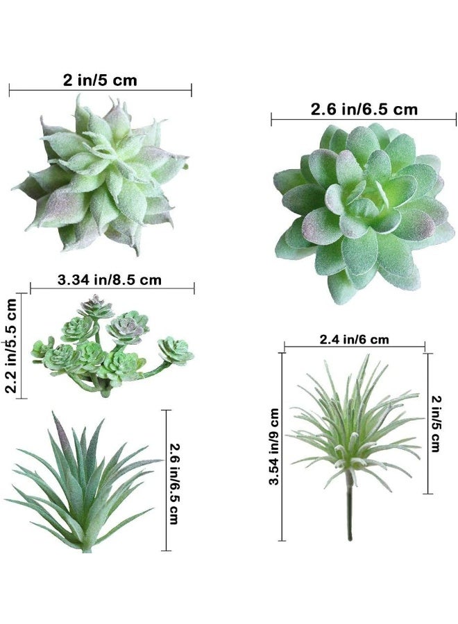 Supla 11 Pcs Mini Artificial Succulents Picks Unpotted Faux Succulent Assortment in Flocked Green in Different Type Different Size Succulents Echeveria Agave Floral Arrangement Mother's Day's Gift - Image 4