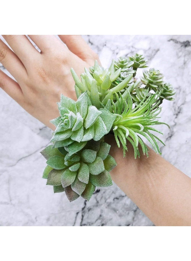 Supla 11 Pcs Mini Artificial Succulents Picks Unpotted Faux Succulent Assortment in Flocked Green in Different Type Different Size Succulents Echeveria Agave Floral Arrangement Mother's Day's Gift - Image 3
