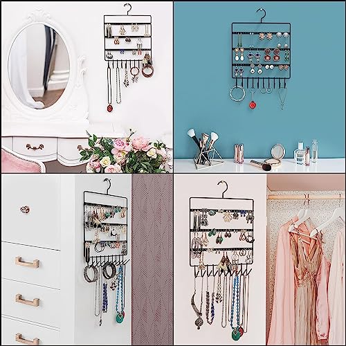 Cri8Hub 2 Pcs Earring Organizer Multipurpose Wall Hanging Metal Jewellry Hanger with 10 Hanging Hooks & 66 Holes for Earings Suitable for Organizing Studs Necklace, Earring,(Jhumka stand) - Image 4
