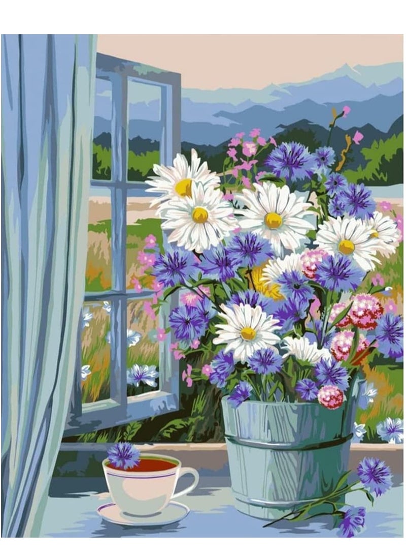 Excefore Paint by Numbers for Adults Beginner, DIY Flowers Adult Paint by Number Kits On Canvas Acrylic Paint,Drawing Paintwork with Paintbrushes Oil Painting Home Decor(16x20inch) - Image 1