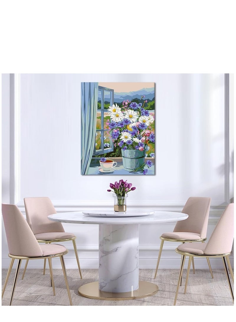 Excefore Paint by Numbers for Adults Beginner, DIY Flowers Adult Paint by Number Kits On Canvas Acrylic Paint,Drawing Paintwork with Paintbrushes Oil Painting Home Decor(16x20inch) - Image 2