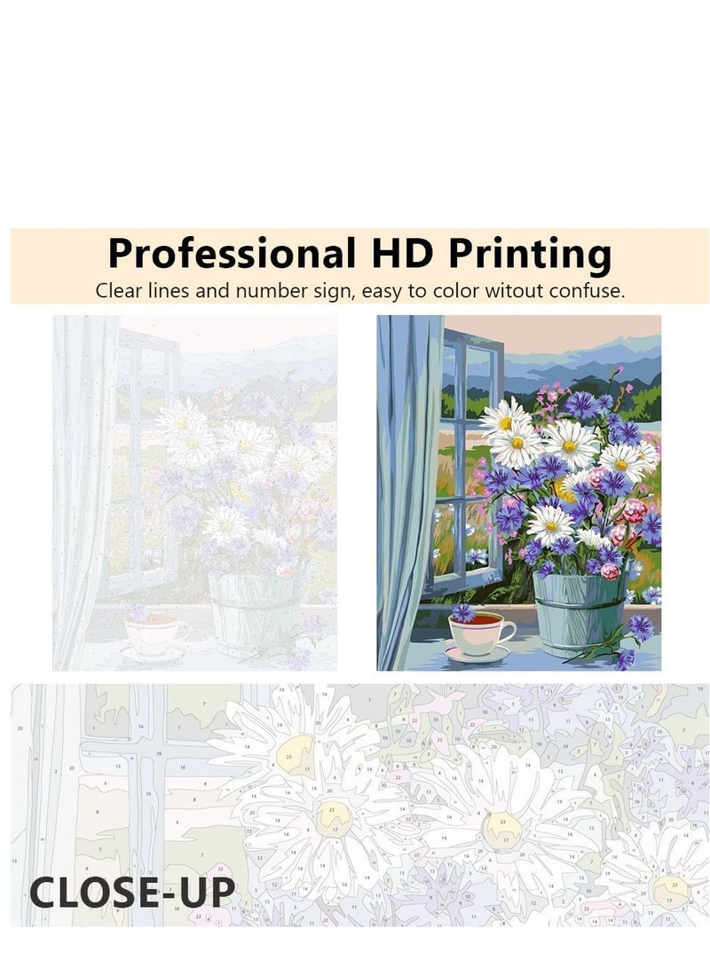 Excefore Paint by Numbers for Adults Beginner, DIY Flowers Adult Paint by Number Kits On Canvas Acrylic Paint,Drawing Paintwork with Paintbrushes Oil Painting Home Decor(16x20inch) - Image 3