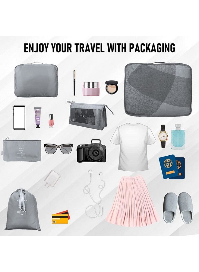 Niwlix Nylon 8 Pcs Travel Organizer Pouch Packing Cubes For Travel Clothes Space Savers Bags Cosmetics/Underwear/Socks/Shoes Toiletry Organiser Pouch (Grey) - Image 4