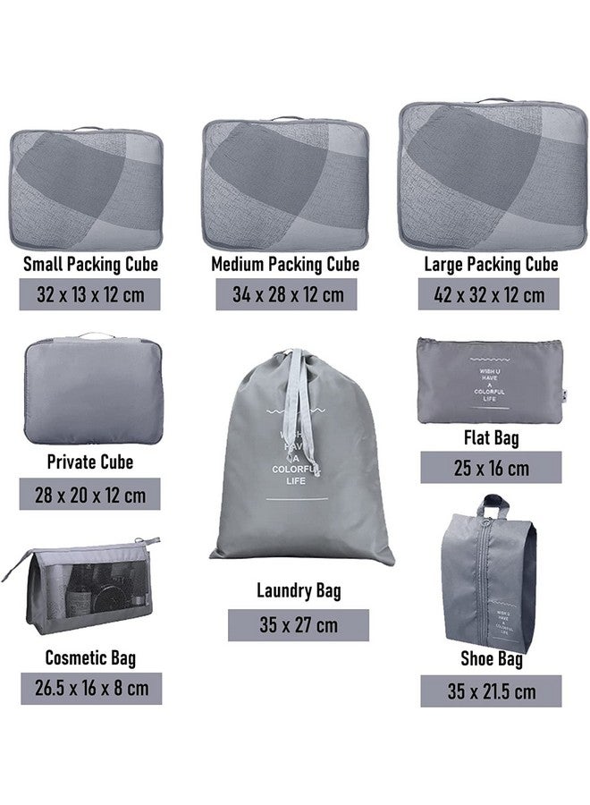 Niwlix Nylon 8 Pcs Travel Organizer Pouch Packing Cubes For Travel Clothes Space Savers Bags Cosmetics/Underwear/Socks/Shoes Toiletry Organiser Pouch (Grey) - Image 2