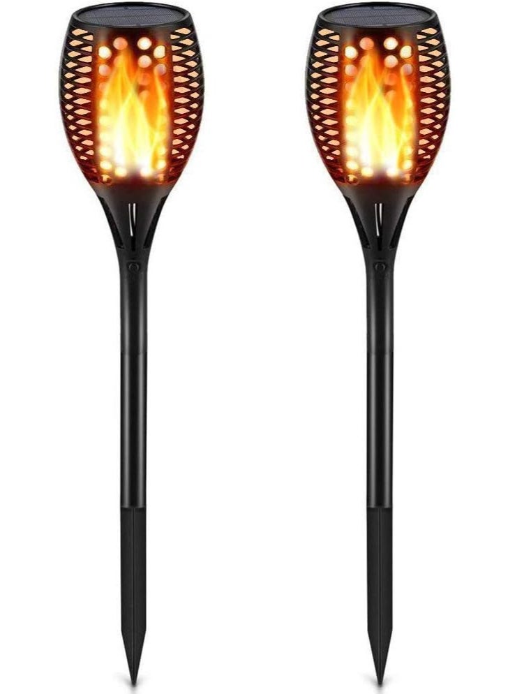 عبوة 2 قطعة مصباح يدوي شمسي للحديقة - ضوء لهب راقص واقعي، مقاوم للماء IP65، يعمل تلقائيًا من الغسق إلى الفجر - Image 1