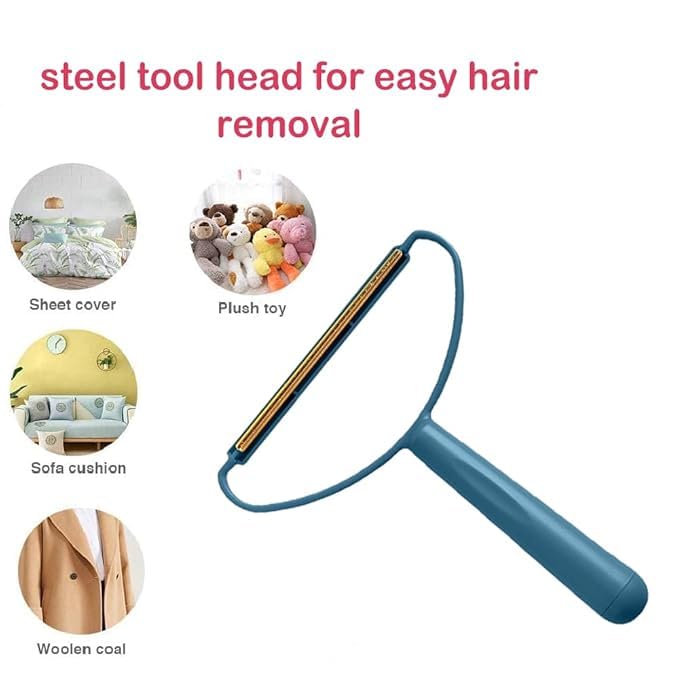 Wishbone مزيل الوبر WISHBONE المحمول اليدوي القابل لإعادة الاستخدام لمزيل الوبر للملابس والسجاد مزيل شعر الأريكة مزيل شعر القماش عبوة 2 زرقاء - Image 5