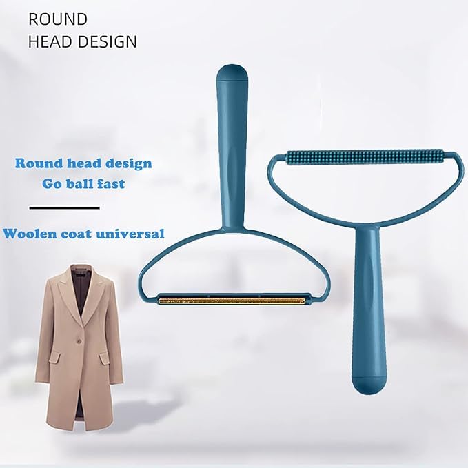 Wishbone مزيل الوبر WISHBONE المحمول اليدوي القابل لإعادة الاستخدام لمزيل الوبر للملابس والسجاد مزيل شعر الأريكة مزيل شعر القماش عبوة 2 زرقاء - Image 3
