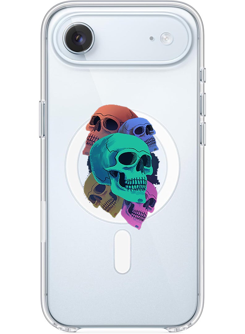 Theodor Magnetic Case for Apple iPhone 17 Air Compatible with MagSafe Wireless Charging, Shockproof Phone Bumper Cover - Colourful Skull - Image 1