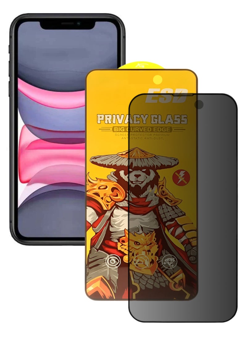 ESD Tempered Dustproof Privacy Glass Screen Protector Compatible For iPhone 11  - Image 1