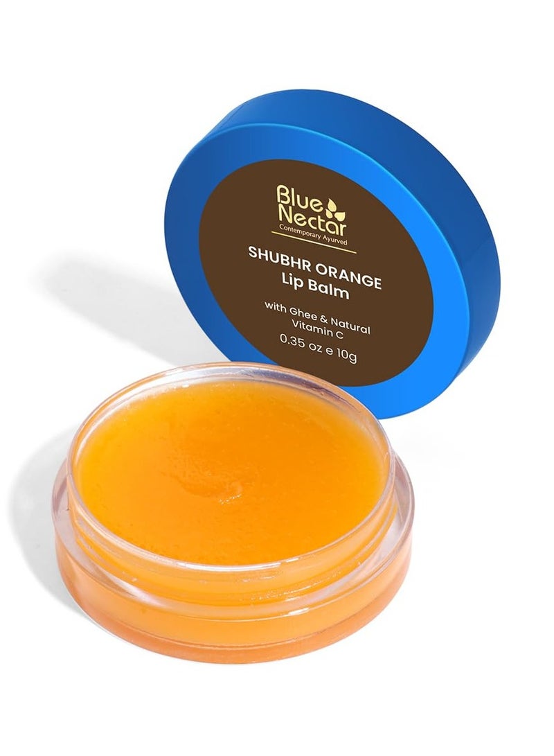 Blue Nectar Shubhr Orange Lip Balm & Gloss with Ghee And Natural Vitamin C for Dry Chapped Lips|100% Ayurvedic|Paraben & Sulphate Free| (10g, 10 Herbs) - Image 1
