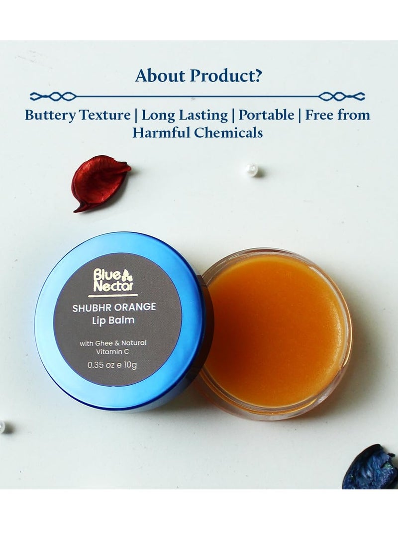 Blue Nectar Shubhr Orange Lip Balm & Gloss with Ghee And Natural Vitamin C for Dry Chapped Lips|100% Ayurvedic|Paraben & Sulphate Free| (10g, 10 Herbs) - Image 4