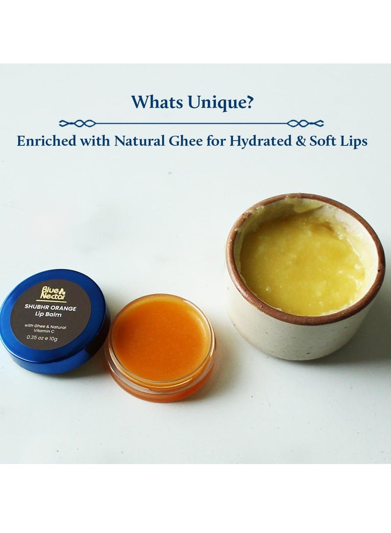 Blue Nectar Shubhr Orange Lip Balm & Gloss with Ghee And Natural Vitamin C for Dry Chapped Lips|100% Ayurvedic|Paraben & Sulphate Free| (10g, 10 Herbs) - Image 2