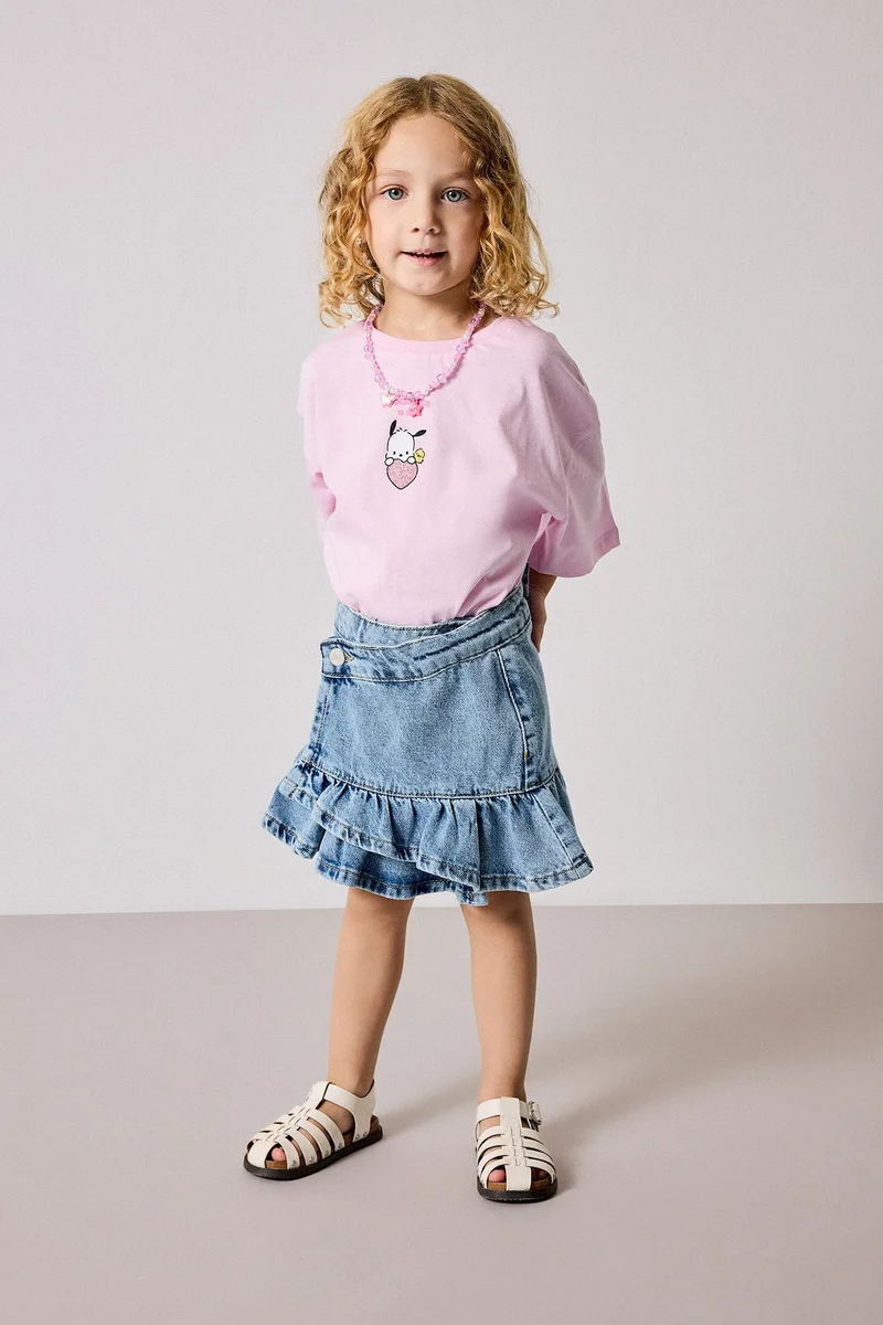 ديفاكتو Baby Girl 100% Cotton Lilac Short Sleeve T-Shirt