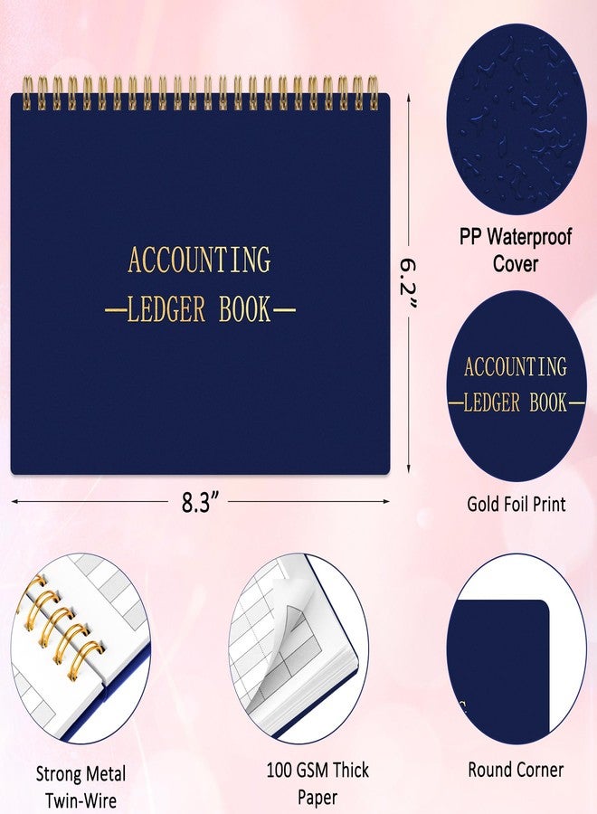 HAUTOCO Accounting Notebook A5 Small Business Horizontal Notebook Notebook Drain Tracking Notebook Household Budget Tracking Notebook Personal Finance Diary 8.3 x 6.2 inch, Navy Blue - Image 2