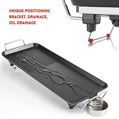 Delavala Professional Electric Teppanyaki Grill, Non-Stick Griddle Pan with 5 Temperature Settings, Smoke-Free Indoor BBQ Grill for Vegetables, Seafood, Meat - Image 3