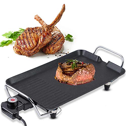 Delavala Professional Electric Teppanyaki Grill, Non-Stick Griddle Pan with 5 Temperature Settings, Smoke-Free Indoor BBQ Grill for Vegetables, Seafood, Meat - Image 1