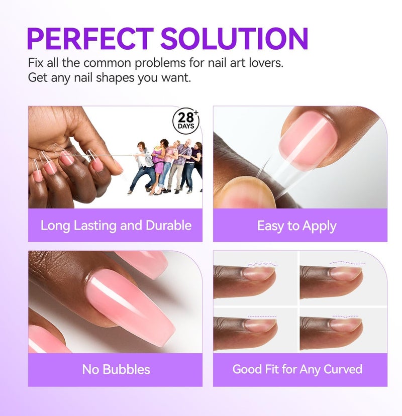 Gel Nail Glue UV Light: Sheer Blush Pink 6 in 1 Adhesive Gel Nail Polish, Strong Nail Glue for Press On Nails Nails Acrylic Tips, Long Last - Nail Art Gift for Home Salon Beginner DIY - Image 3