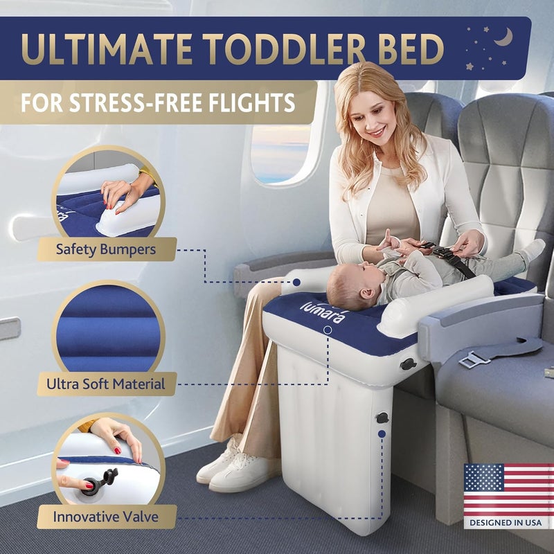 LUMARA Toddler Airplane Bed  Inflatable Airplane Bed for Toddlers Plane Baby Seat Extender for Kids  Blow Up Air Mattress for Child Flight Sleep with Safety Belt Innovative Valves No Pump Needed - Image 3