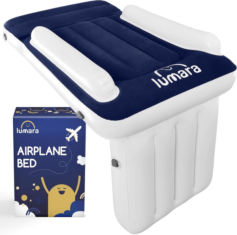 LUMARA Toddler Airplane Bed  Inflatable Airplane Bed for Toddlers Plane Baby Seat Extender for Kids  Blow Up Air Mattress for Child Flight Sleep with Safety Belt Innovative Valves No Pump Needed - Image 1