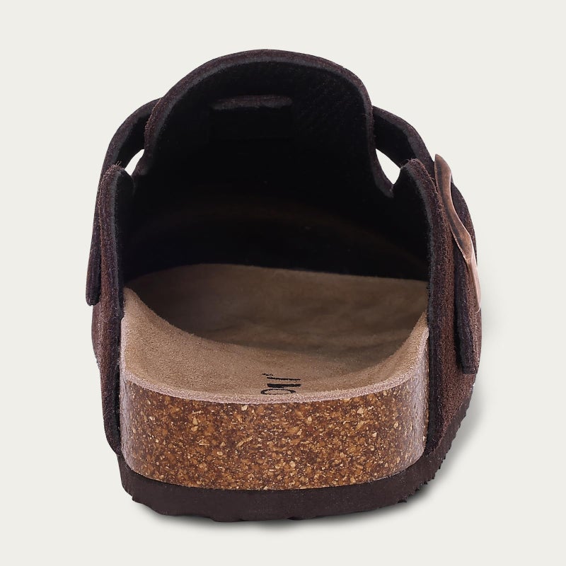 KIDMI Genuine Suede Clogs for Women Cork Footbed Sandals Leather Mules Potato Shoes with Arch Support Coffee 38 (Size 7) - Image 5