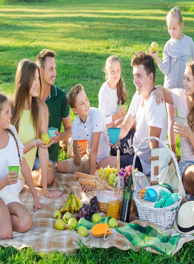 IYYI كوب قابل للطي من IYYI للسفر، كوب تخييم من السيليكون، كوب قابل للطي مع غطاء، كوب قابل للطي للتخييم والمشي لمسافات طويلة والأنشطة الخارجية والسفر (عبوة من قطعتين - أزرق - برتقالي، 180 مل) - Image 2