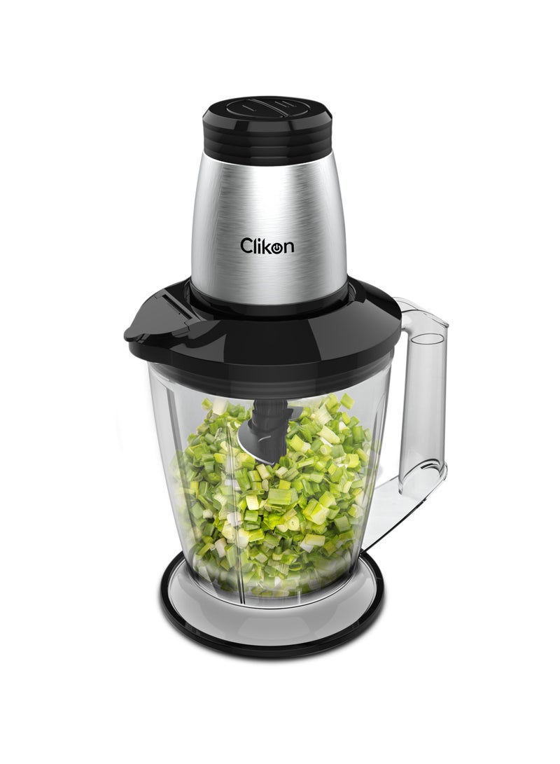 Clikon Vertical Glass Chopper and Mincer, 2L Glass Bowl Capacity with Removable Four Blade System Helps, Chop, ice crush, Mince, Grind and Puree 400 W CK2691 Multicolour - Image 1