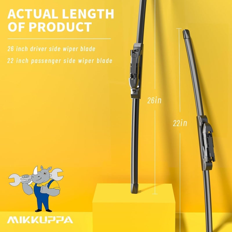 MIKKUPPA Replacement for 2011-2018 Ford Explorer - 26"+22" Windshield Wipers - All Season Wiper Blades, Pack of 2 - Image 2